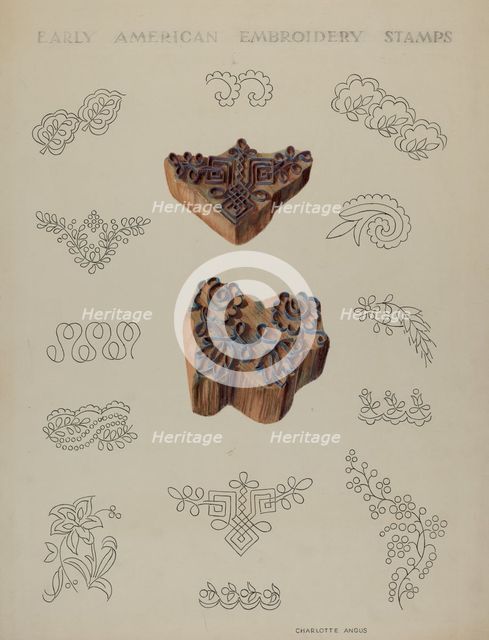 Stamps for Embroidery, c. 1937. Creator: Charlotte Angus.