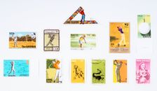 Stamps from various countries, with golfing theme, 20th century. Creator: Unknown