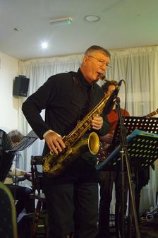 Stan Sulzmann, Stan Sulzmann’s Neon Orchestra, Watermill Jazz Club, Dorking, Surrey, Nov 2023. Creator: Brian O'Connor