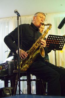 Stan Sulzmann, Stan Sulzmann’s Neon Orchestra, Watermill Jazz Club, Dorking, Surrey, Nov 2023. Creator: Brian O'Connor