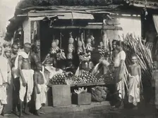 Stand eines Obstverkaufers in Colombo 1926