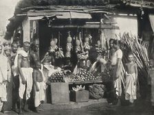 Stand eines Obstverkaufers in Colombo 1926