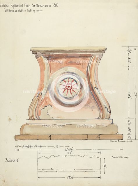 Stand for Baptismal Font, 1935/1942. Creator: Edward Jewett.
