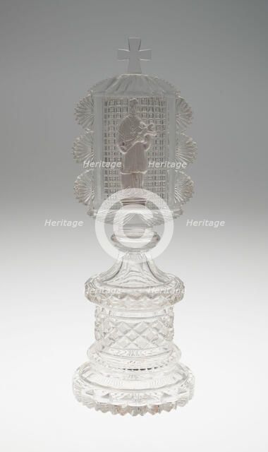 Stand with St. John Nepomuk, Bohemia, c. 1832. Creator: Bohemia Glass.