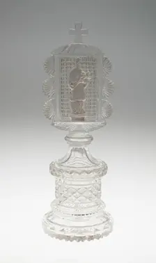Stand with St. John Nepomuk, Bohemia, c. 1832. Creator: Bohemia Glass