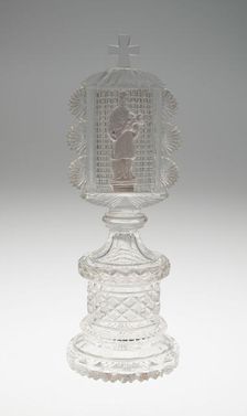 Stand with St. John Nepomuk, Bohemia, c. 1832. Creator: Bohemia Glass