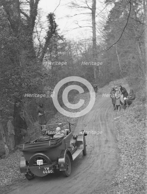 Standard 14/28 competing in the Sunbeam Motor Car Club Bognor Trial, 1929. Artist: Bill Brunell.