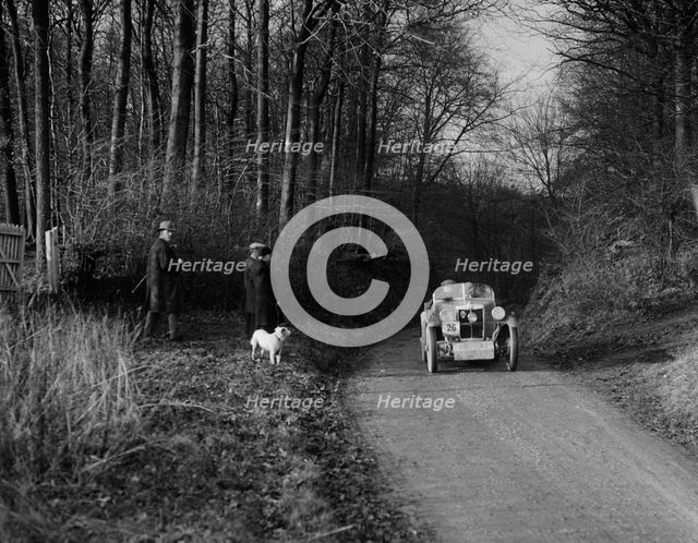 Standard 2-seater MG M Type of S Pepper competing in the MG Car Club Trial, 1931. Artist: Bill Brunell.