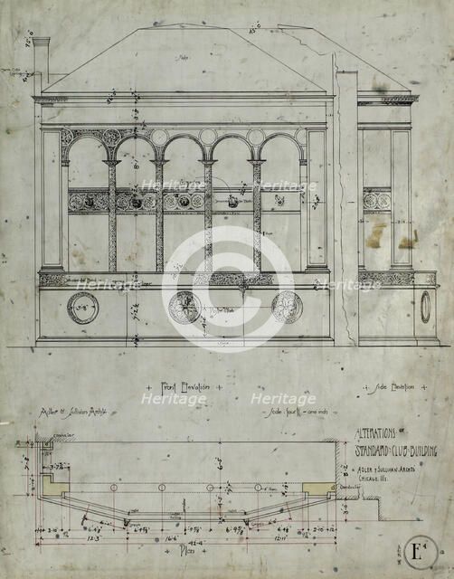 Standard Club Addition and Alterations, First Floor Plan, 06/21/1892. Creator: Adler & Sullivan.