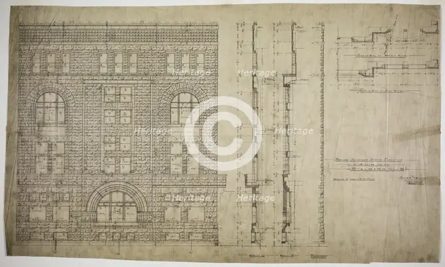 Standard Club, Chicago, Illinois, Revised Elevation and Details, 1887. Creator: Adler & Sullivan.