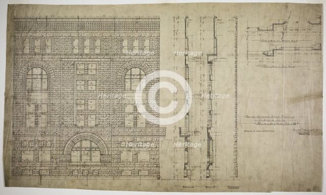 Standard Club, Chicago, Illinois, Revised Elevation and Details, 1887. Creator: Adler & Sullivan.