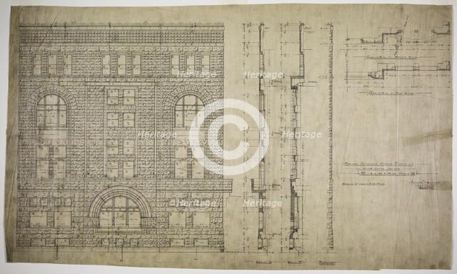 Standard Club, Chicago, Illinois, Revised Elevation and Details, 1887. Creator: Adler & Sullivan.