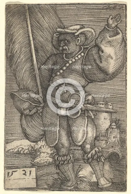 Standard Bearer with Raised Left Hand, early 16th century. Creator: Barthel Beham.