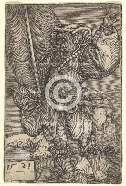 Standard Bearer with Raised Left Hand, early 16th century. Creator: Barthel Beham.