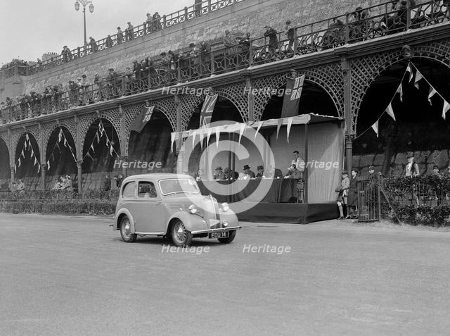 Standard Flying 8 of J Yates at the RAC Rally, Madeira Drive, Brighton, 1939. Artist: Bill Brunell.