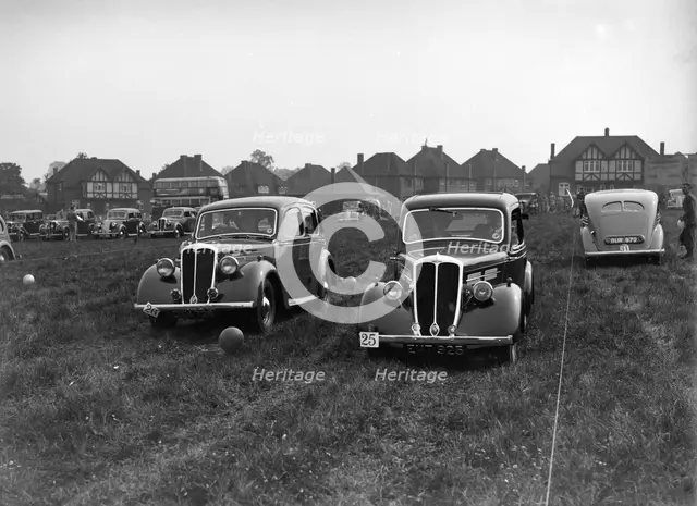 Standard Flying Twelve and Flying Nine at the Standard Car Owners Club Gymkhana, 8 May 1938. Artist: Bill Brunell.