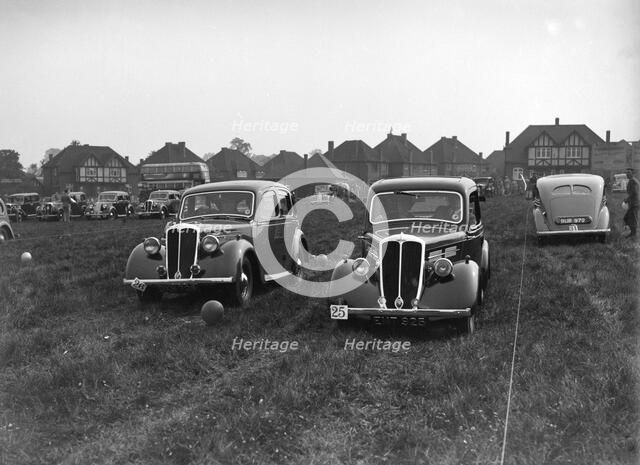 Standard Flying Twelve and Flying Nine at the Standard Car Owners Club Gymkhana, 8 May 1938. Artist: Bill Brunell.