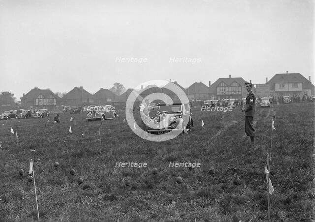 Standard Flying Twelve at the Standard Car Owners Club Gymkhana, 8 May 1938. Artist: Bill Brunell.