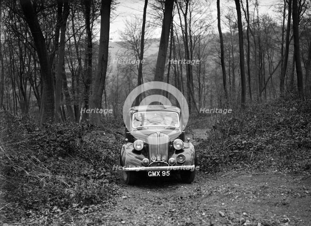 Standard Flying Twelve at the Standard Car Owners Club Southern Counties Trial, 1938. Artist: Bill Brunell.