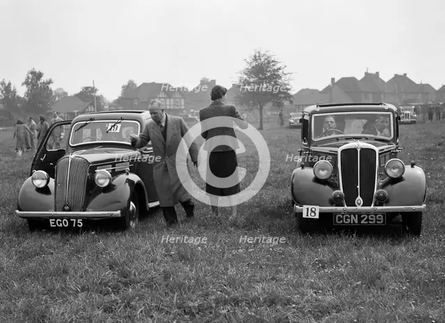 Standard Flying Ten and Standard Ten at the Standard Car Owners Club Gymkhana, 8 May 1938. Artist: Bill Brunell.