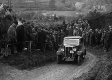 Standard of AV Spotiswoode competing in the MCC Exeter Trial, Ibberton Hill, Dorset, 1930. Artist: Bill Brunell