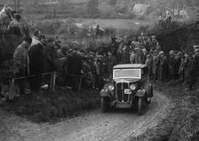 Standard of AV Spotiswoode competing in the MCC Exeter Trial, Ibberton Hill, Dorset, 1930. Artist: Bill Brunell