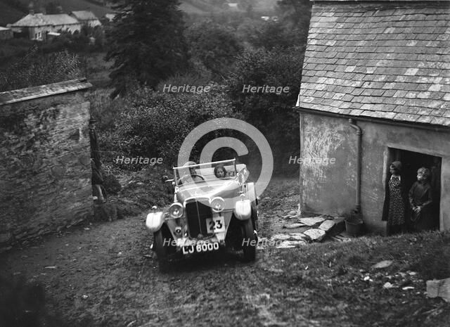 Standard of JG Tice competing in the JCC Lynton Trial, 1932. Artist: Bill Brunell.