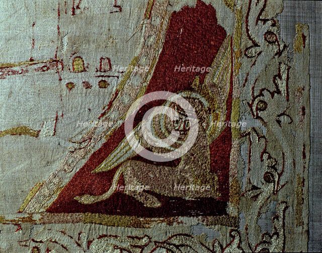 Standard of Saint Odon with a figure on a prayer. Tetramorph symbol representing Saint Luke. from…