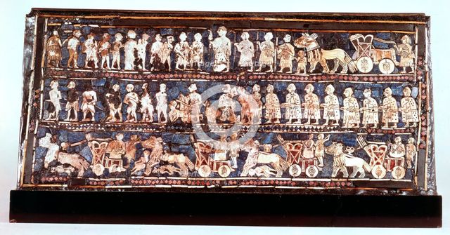 Standard of Ur, the war side, from the Royal Cemetery at Ur, Sumerian, c2500 BC. Artist: Unknown