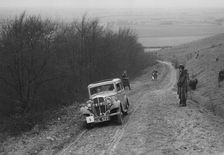 Standard Little Nine saloon competing in a trial, Crowell Hill, Chinnor, Oxfordshire, 1930s. Artist: Bill Brunell