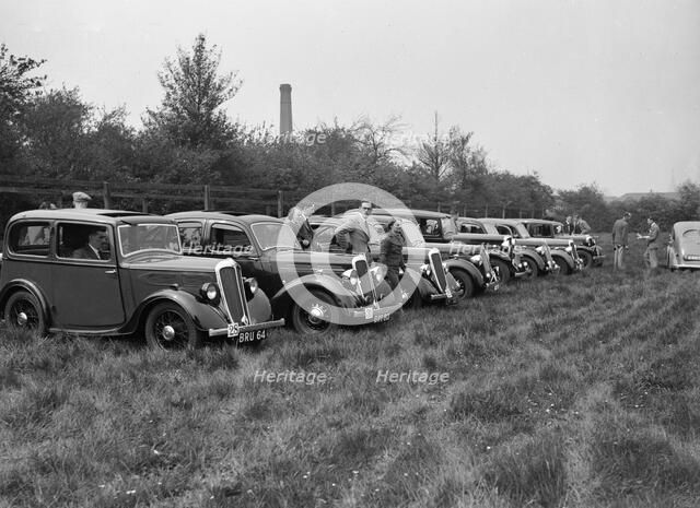 Standard Nine 1936 1052 cc. Reg. No.  BRU64. Entry No: 28 . Left of centre: Standard Flying Twelve 1 Artist: Bill Brunell.