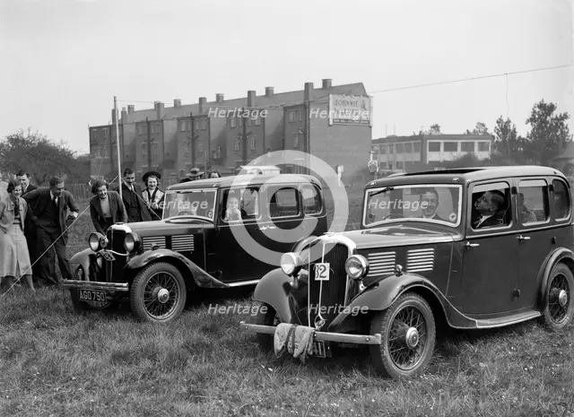 Standard Nine and Standard Twelve at the Standard Car Owners Club Gymkhana, 8 May 1938. Artist: Bill Brunell.