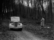 Standard Nine at the Standard Car Owners Club Southern Counties Trial, Hale Wood, Chilterns, 1938. Artist: Bill Brunell