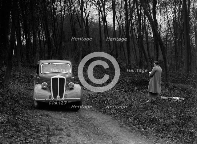 Standard Nine at the Standard Car Owners Club Southern Counties Trial, Hale Wood, Chilterns, 1938. Artist: Bill Brunell.