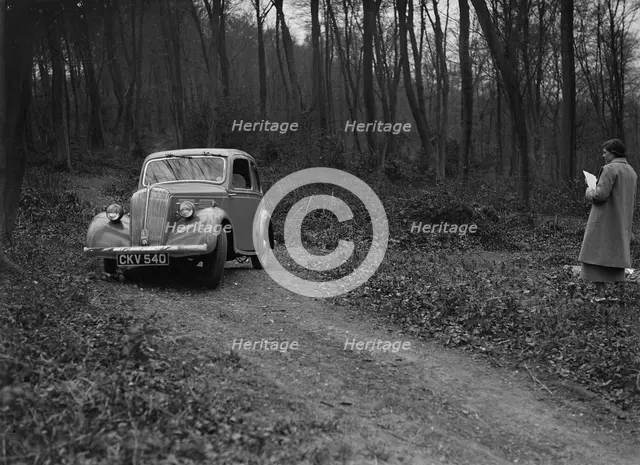 Standard Nine of J Buckman at the Standard Car Owners Club Southern Counties Trial, 1938. Artist: Bill Brunell.