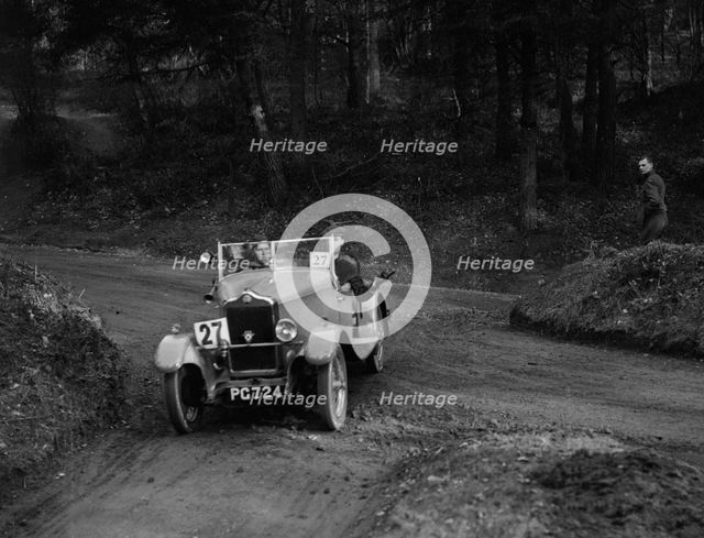 Standard Nine open 2-seater competing in the JCC Half-Day Trial, 1930. Artist: Bill Brunell.