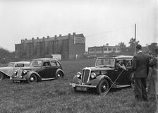 Standard SS I, Flying Twelve and Twelve at the Standard Car Owners Club Gymkhana, 8 May 1938. Artist: Bill Brunell
