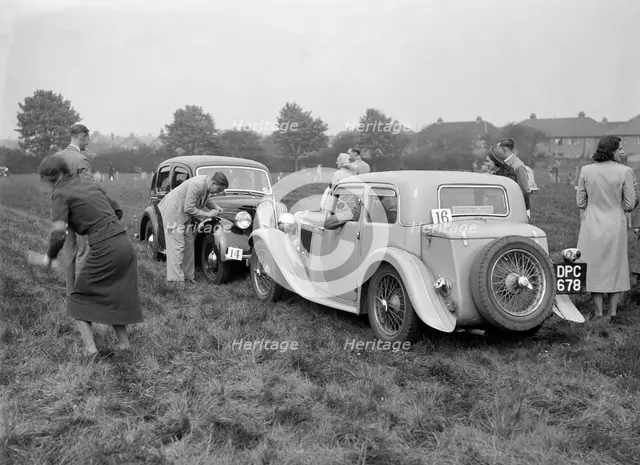 Standard SS II and Standard Flying Twelve at the Standard Car Owners Club Gymkhana, 8 May 1938. Artist: Bill Brunell.