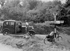 Standard Twelve 4-door saloon, Ipplepen, Devon, 1930s. Artist: Bill Brunell