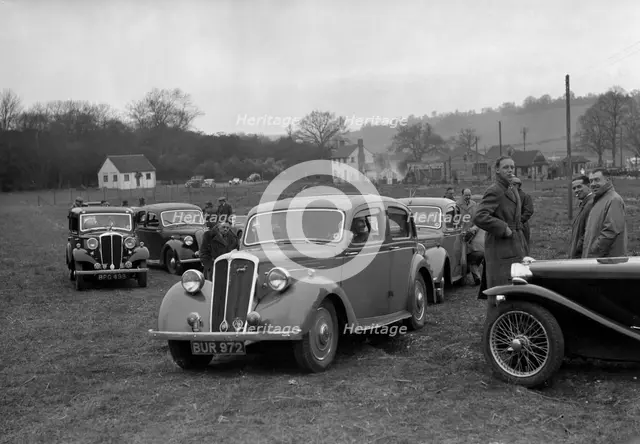 Standard Twelve and Standard Ten saloon, Standard Car Owners Club Southern Counties Trial, 1938. Artist: Bill Brunell.