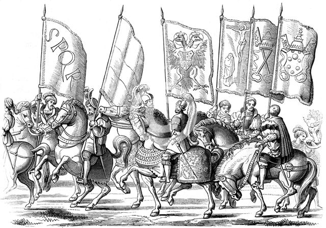 Standards of the church and the empire, 1529-1530 (1849).Artist: Lucas Cranach the Elder