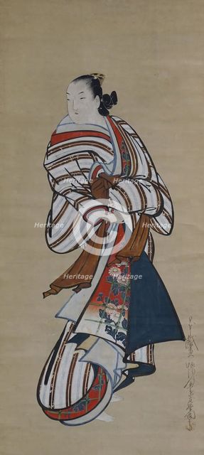Standing Courtesan Looking Over Her Shoulder, ca. 1715. Creator: Dohan Kaigetsudo.