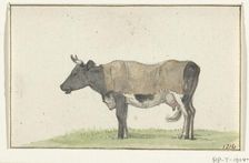Standing cow with blanket, facing left, 1816. Creator: Jean Bernard
