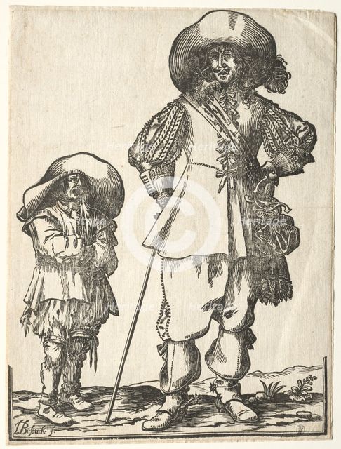 Standing Cavalier and Beggar Boy. Creator: Ludolph Büsinck (German, 1590-1669).