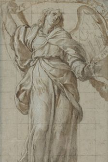 Standing Angel Holding a Scroll, ca. 1614. Creator: Giovanni Domenico Caresana
