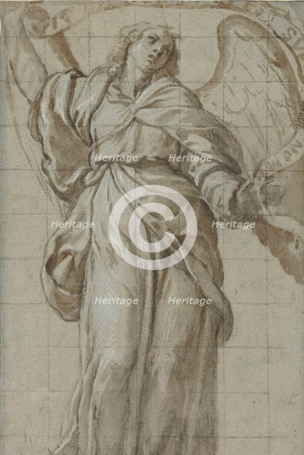 Standing Angel Holding a Scroll, ca. 1614. Creator: Giovanni Domenico Caresana.