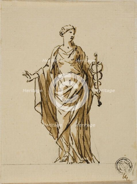 Standing Allegorical Figure with Caduceus (Peace?), n.d. Creators: John Michael Rysbrack, Sir James Thornhill.