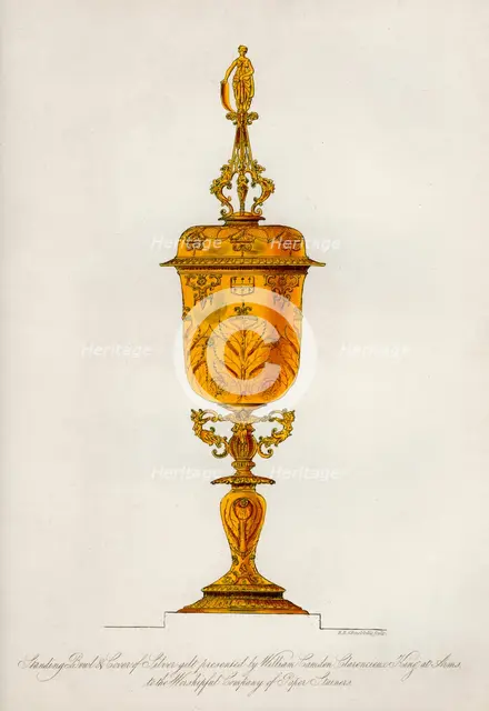 Standing bowl and cover of silver gilt, 1840. Artist: Robert Blemmell Schnebbelie