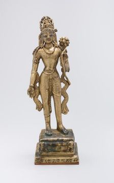 Standing Bodhisattva Avalokiteshvara Holding a Lotus Flower, early 9th century. Creator: Unknown