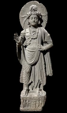 Standing Bodhisattva, Shahbaz-Garhi, Pakistan, 1st-3rd century. Creator: Buddhist art ()